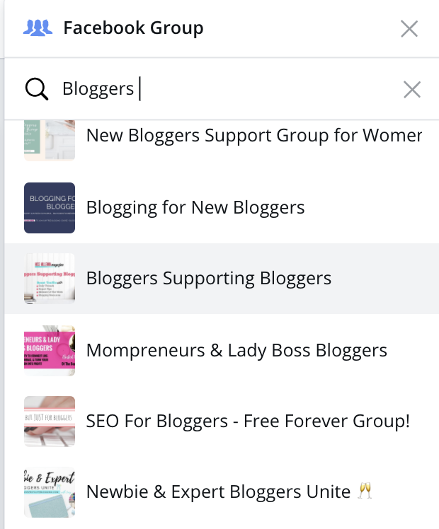 Find Facebook Groups in Canva content planner 